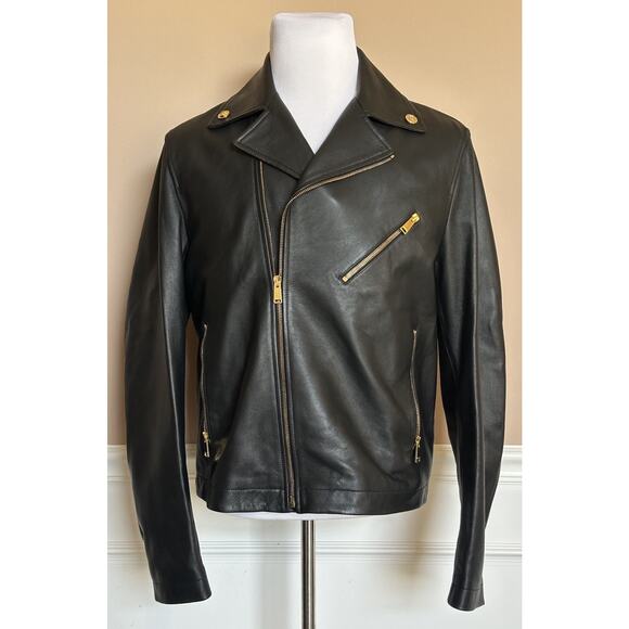 Versace Men's Blouson Leather Jacket Black 40 US (50 Euro) IT 1012178 NWT $3600 - Picture 4 of 16